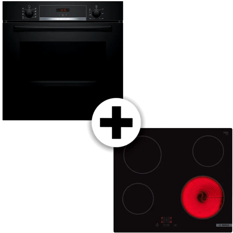 BOSCH BOSCH HBA514BB3 PKE61RBA2Ε 71 Lt Μαύρο Εντοιχιζόμενος Σετ Φούρνος και Εστία