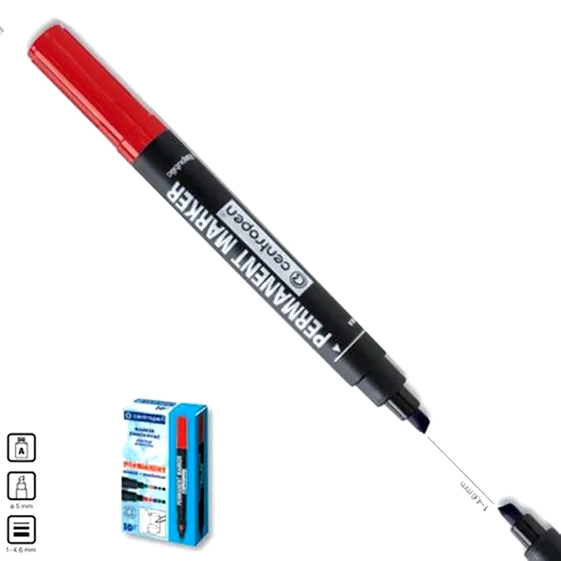 CENTROPEN Centropen Μαρκαδόρος Ανεξίτηλος Κόκκινος Τετράγωνη Μύτη 1-4,6mm