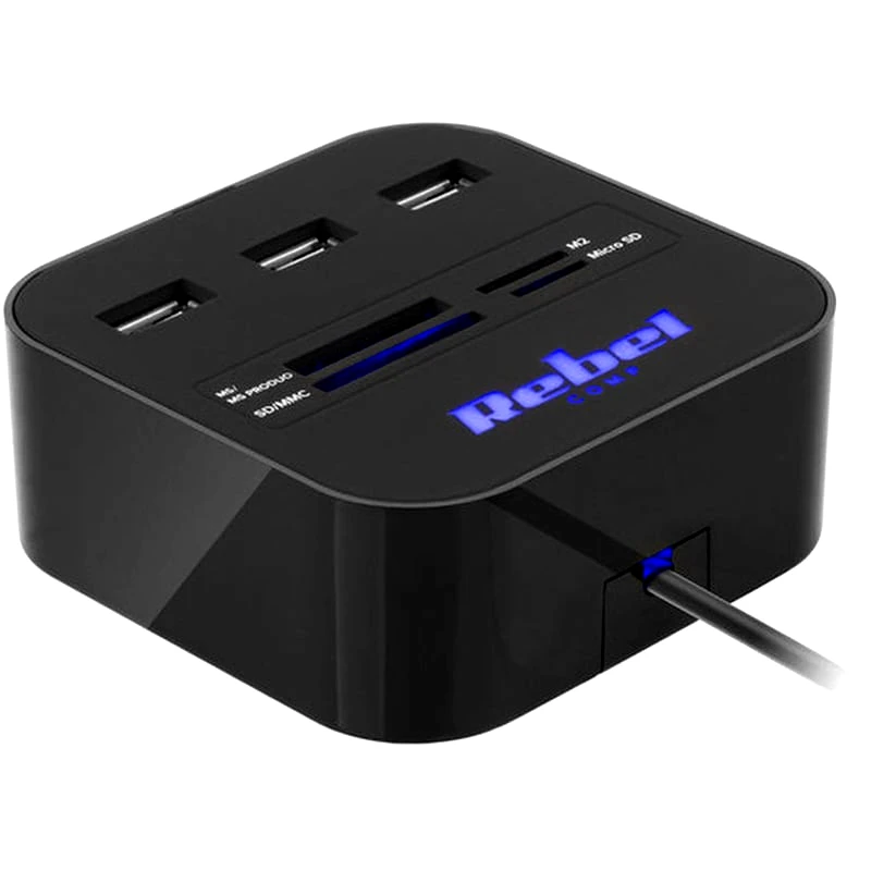 REBEL USB Hub Rebel USB-A με 7 θύρες - Μαύρο