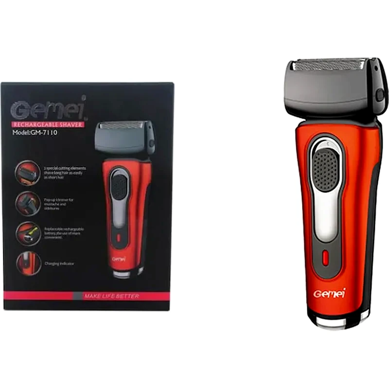 GEMEI GEMEI GM-7110 Ξυριστική Μηχανή Επαναφορτιζόμενη Πορτοκαλί