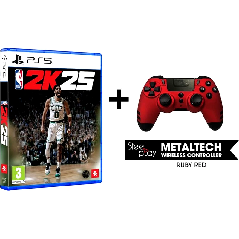 STEELPLAY Ασύρματο Χειριστήριο PS5 Steelpaly Κόκκινο NBA 2K25