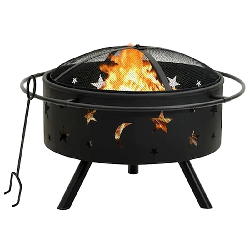 VIDAXL VIDAXL Τζάκι Εξωτερικού Χώρου XXL Ø76x53cm από Ατσάλι με Σκαλιστήρι και Κάλυμμα