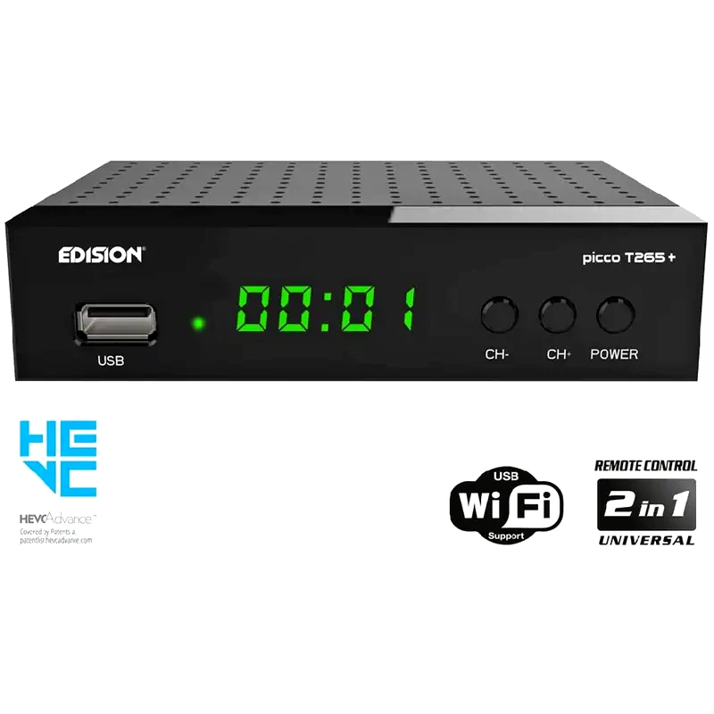 EDISION Ψηφιακός Δέκτης Edision Picco T265 Plus Επίγειος - Μαύρο