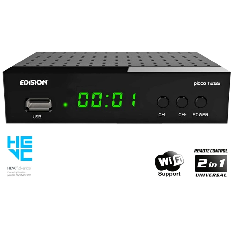 EDISION Ψηφιακός Δέκτης Edision Picco T265 Pro Mpeg-4 - Μαύρο