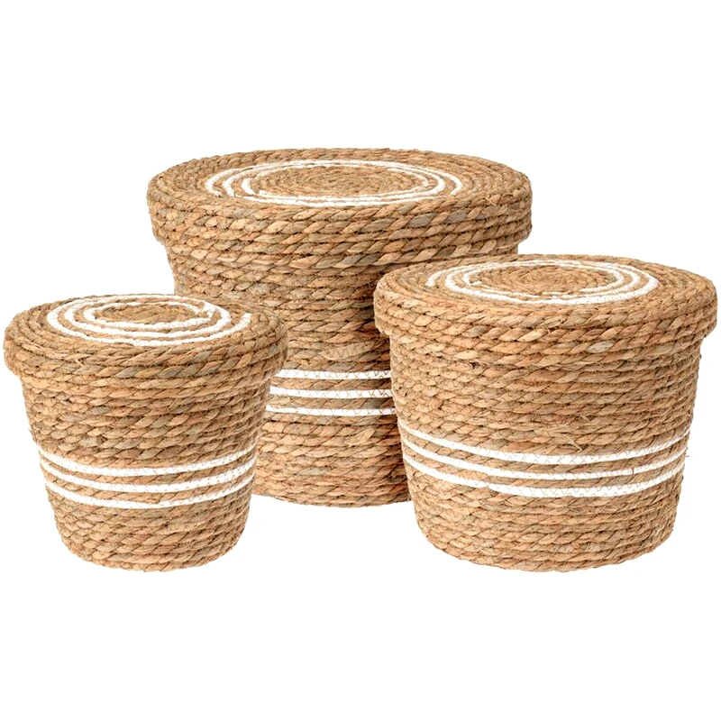 SPITISHOP Καλάθια Αποθήκευσης Spitishop K-m Kr2002610 Ψάθινο Σετ 3 Τμχ - Μπεζ