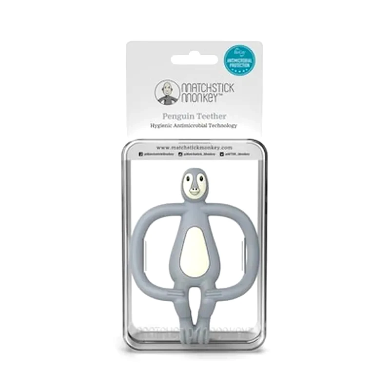 MATCHSTICK MONKEY Matchstick Monkey Μασητικός Πινγκουίνος Penguin Teether Γκρι