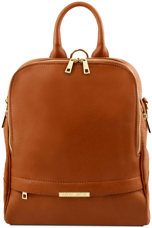 Tuscany Leather Γυναικεία Τσάντα Πλάτης Δερμάτινη TL141376 Κονιάκ Tuscany Leather