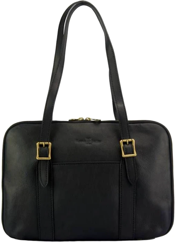 Firenze Leather Δερμάτινη Τσάντα Ώμου Tote Iéna Firenze Leather 7555 Μαύρο