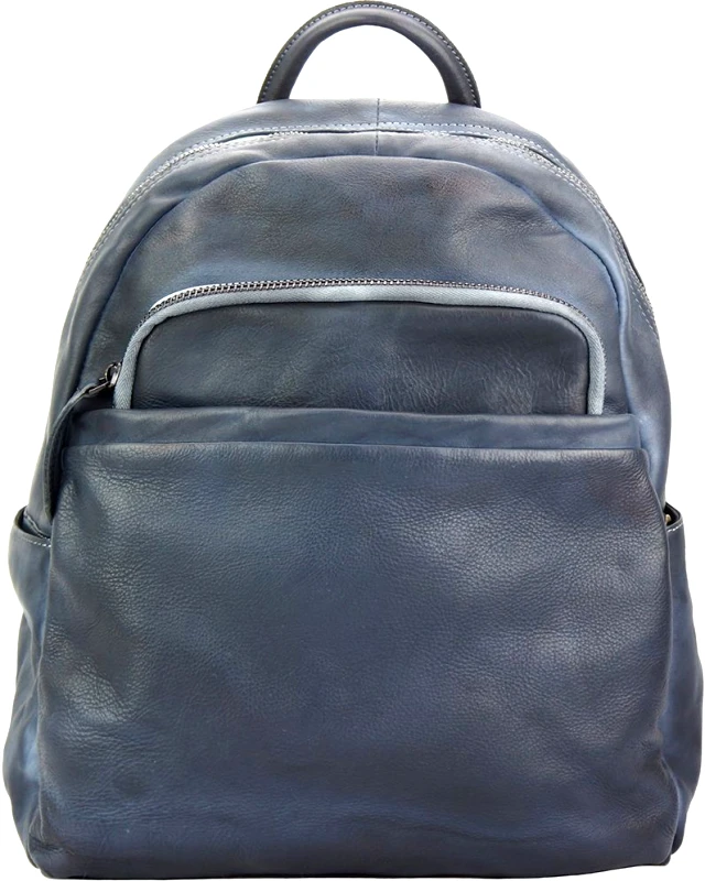 Firenze Leather Δερμάτινη Τσάντα Πλάτης Jake Firenze Leather 68030 Σκουρο Μπλε