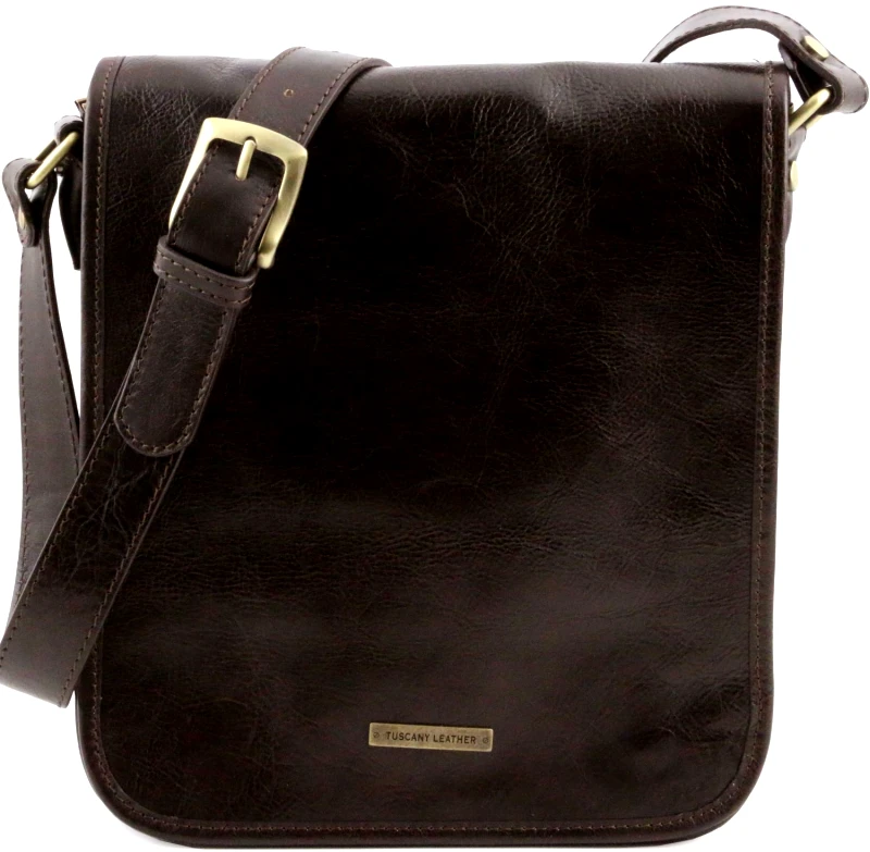Tuscany Leather Ανδρικό Τσαντάκι Δερμάτινο Messenger TL141255 Καφέ σκούρο Tuscany Leather