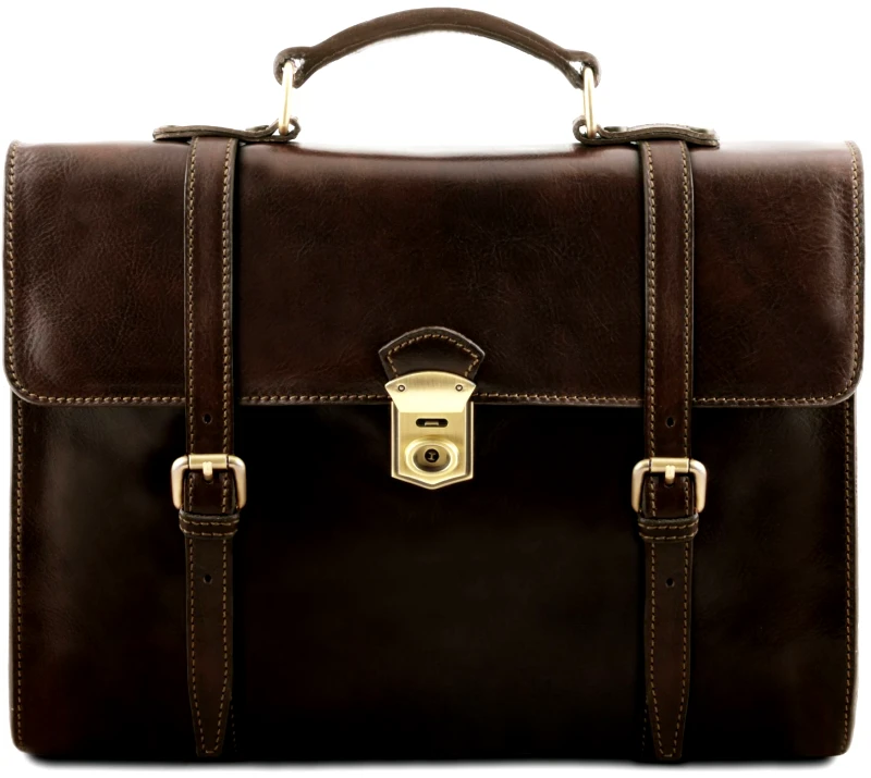 Tuscany Leather Ανδρική Επαγγελματική Τσάντα Δερμάτινη Viareggio Καφέ σκούρο Tuscany Leather