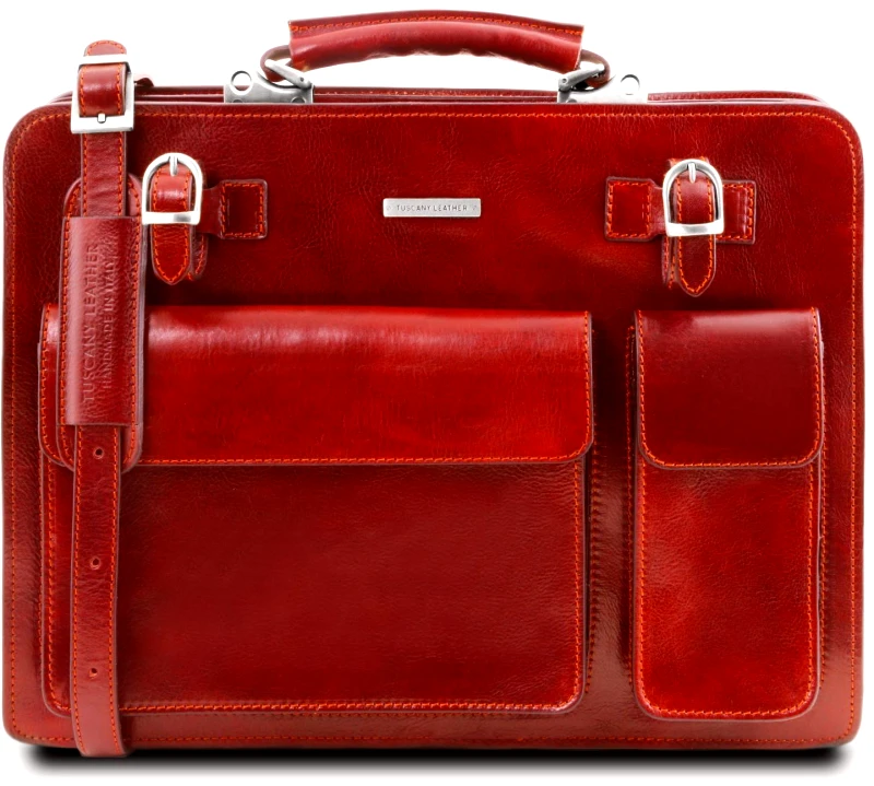 Tuscany Leather Επαγγελματική Τσάντα Δερμάτινη Venezia Κόκκινο Tuscany Leather