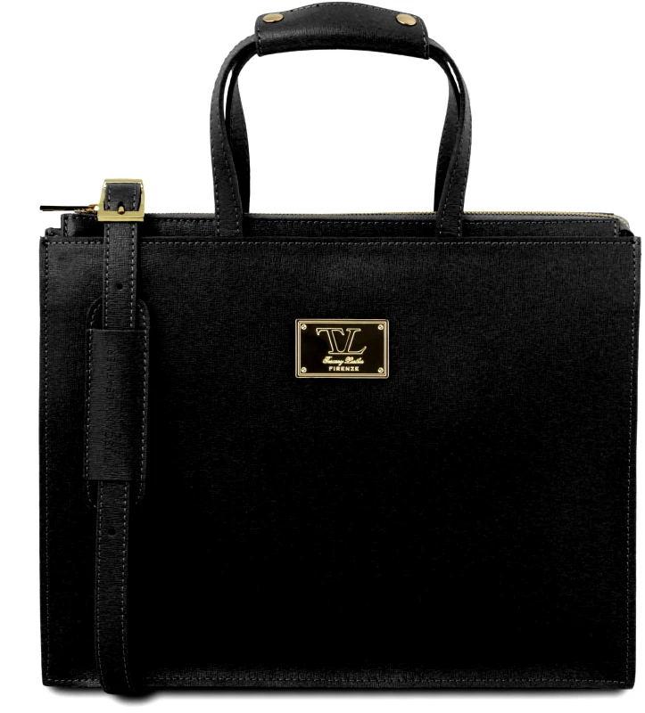Tuscany Leather Γυναικεία Επαγγελματική Τσάντα Δερμάτινη Palermo TL141369 Μαύρο Tuscany Leather