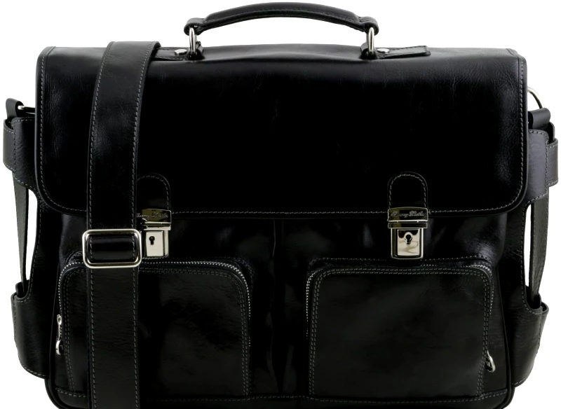 Tuscany Leather Επαγγελματική Τσάντα Δερμάτινη Ventimiglia με Smart Connect™ Μαύρο Tuscany Leather