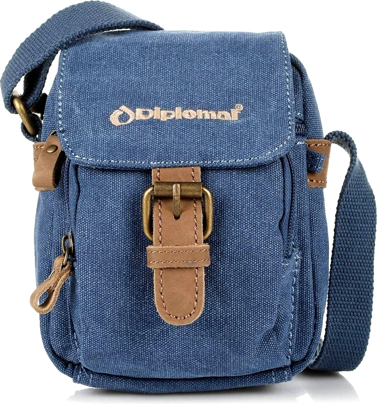 Diplomat Τσαντάκι Ωμου 19cm με Αγκράφα Vintage Diplomat Tr21 Denim