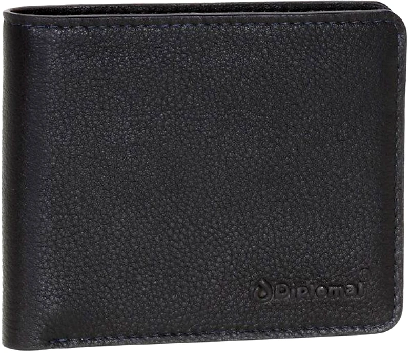Diplomat Ανδρικό Δερμάτινο Πορτοφόλι Οριζόντιο Diplomat MN410 Μαυρο/Μπλε