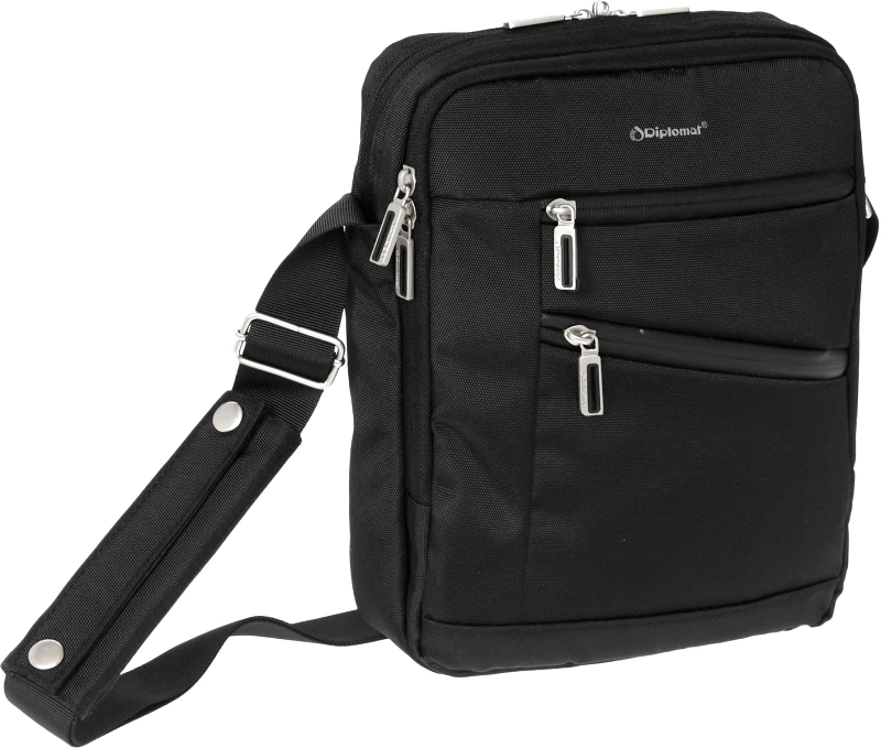 Diplomat Τσαντακι Ώμου Μεγαλο με 2 Τσέπες Diplomat LC644 Μαύρο