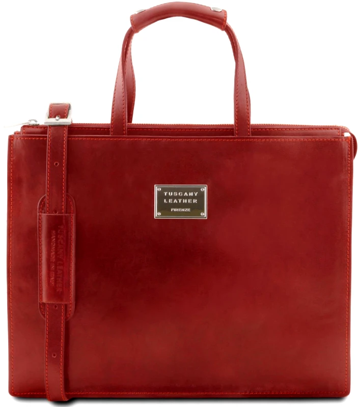 Tuscany Leather Γυναικεία Επαγγελματική Τσάντα Δερμάτινη Palermo Κόκκινο Tuscany Leather