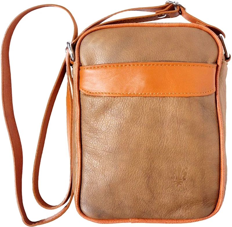 Firenze Leather Ανδρικο Δερματινο Τσαντακι Ωμου Firenze Leather B032 Σκουρο /Μπεζ