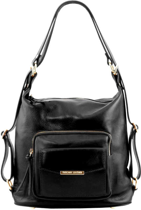 Tuscany Leather Γυναικεία Τσάντα Δερμάτινη Ώμου / Πλάτης TL141535 Μαύρο Tuscany Leather