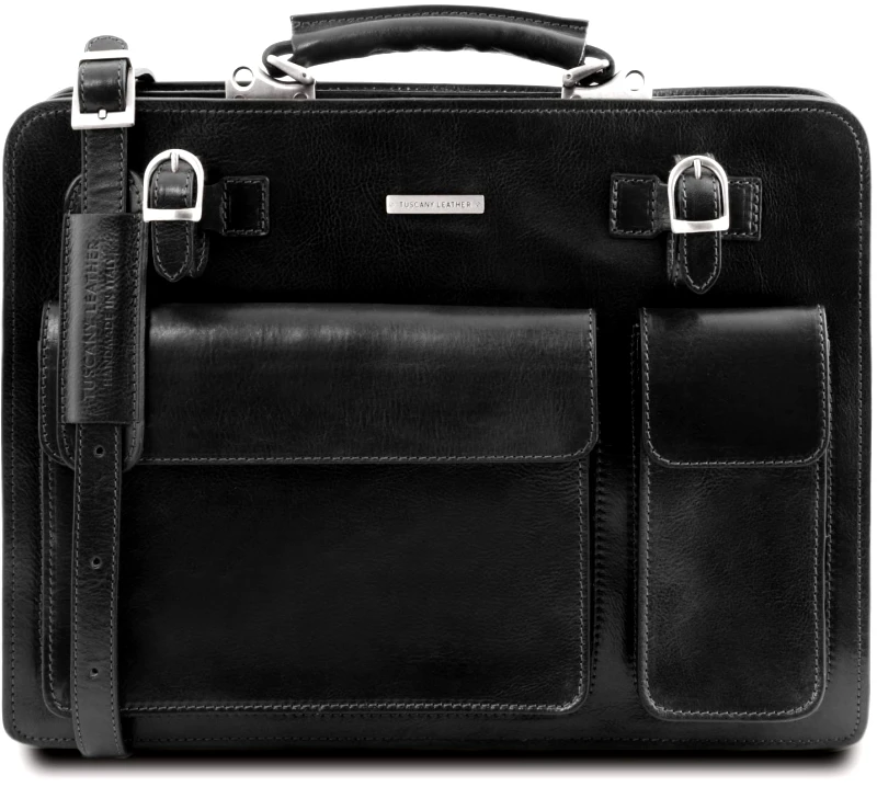 Tuscany Leather Επαγγελματική Τσάντα Δερμάτινη Venezia Μαύρο Tuscany Leather
