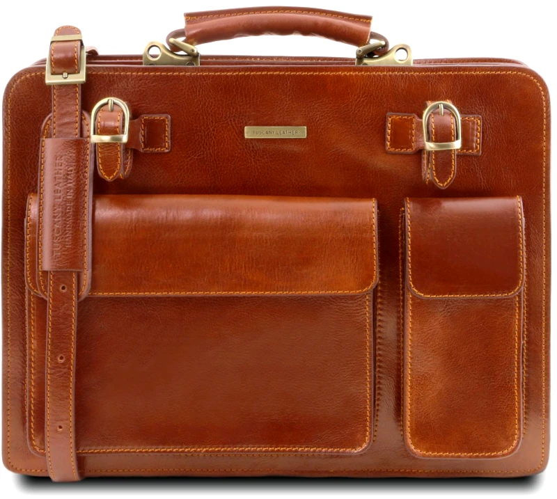 Tuscany Leather Επαγγελματική Τσάντα Δερμάτινη Venezia Μελί Tuscany Leather