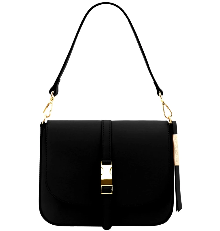 Tuscany Leather Γυναικεία τσάντα ώμου δερμάτινη Nausica Μαύρο Tuscany Leather