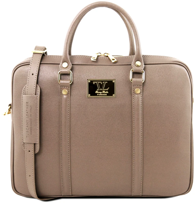 Tuscany Leather Τσάντα Laptop Δερμάτινη Prato TL141626 Σταχτί σκούρο Tuscany Leather