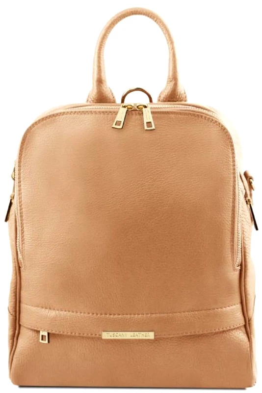 Tuscany Leather Γυναικεία Τσάντα Πλάτης & Ώμου Δερμάτινη Tuscany Leather TL141376 Σαμπανιζέ