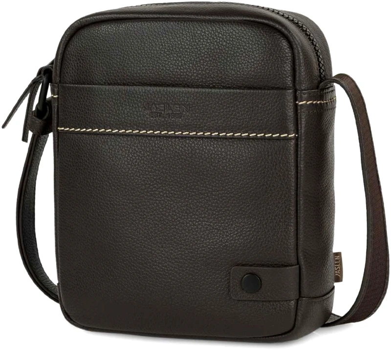 Jaslen Τσαντάκι Ώμου Δερμάτινο JASLEN 313019-02 Καφέ
