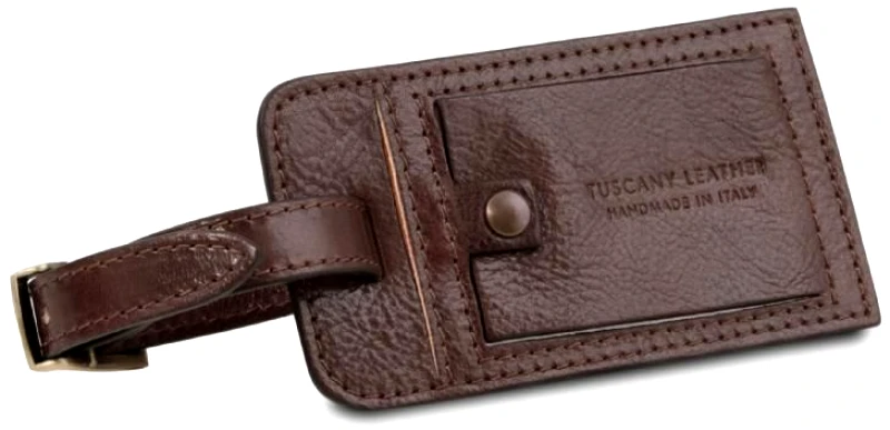 Tuscany Leather Δερμάτινη θήκη ταυτότητας αποσκευής Tuscany Leather TLTAG Καφέ σκούρο
