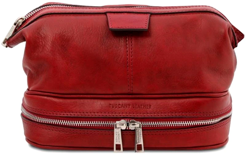 Tuscany Leather Θήκη Τσαντάκι Καλλυντικών Δερμάτινο Jacob Tuscany Leather TL142204 Κόκκινο