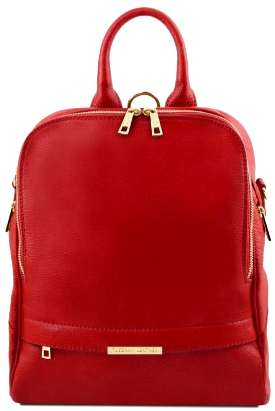 Tuscany Leather Γυναικεία Τσάντα Πλάτης & Ώμου Δερμάτινη Tuscany Leather TL141376 Κόκκινο lipstick