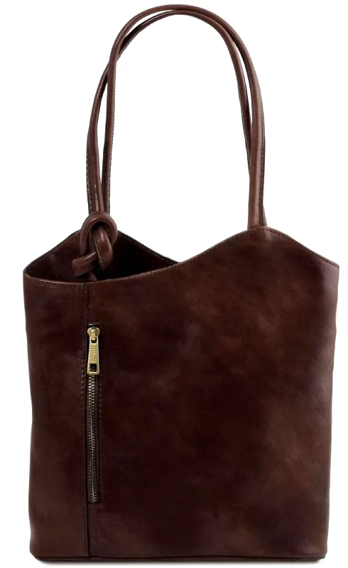 Tuscany Leather Γυναικεία Τσάντα Δερμάτινη Πλάτης & Ώμου Patty Tuscany Leather TL141497 Καφέ σκούρο